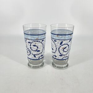 Pfaltzgraff Monaco Blue Mosaic Tumblers 6.25” Set of 2